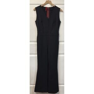 Spanx The Perfect Sleeveless Jumpsuit Black Flared Leg Women's Size M Regular